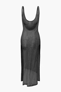 MICAS Midi Dresses-Sheer Mesh Slit Cover-up Dress