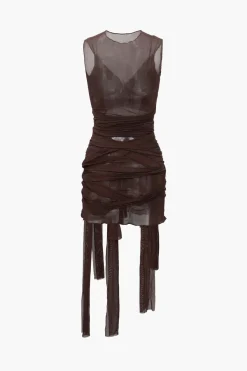 MICAS Midi Dresses-Sheer Mesh Wrap Tie Ribbon Mini Dress
