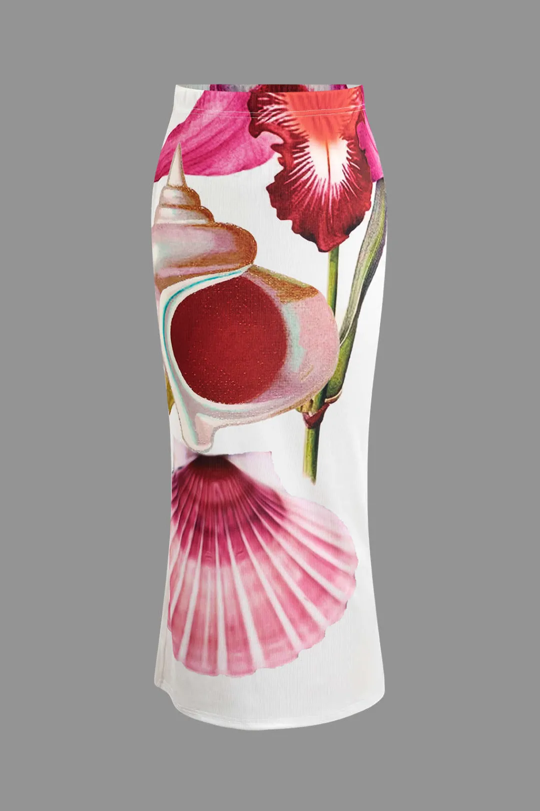 MICAS Skirt Sets-Shell and Floral Print Skirt Set MULTICOLOR