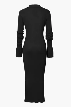 MICAS Long Sleeve Dresses|Maxi Dresses-Shell Sleeve Ribbed Buttons Down Maxi Dress