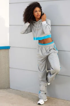 MICAS Pants-Side Stripe Detail Trousers GRAY