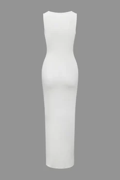 MICAS Maxi Dresses-Sleeveless Split Maxi Dress WHITE
