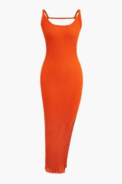 MICAS Maxi Dresses-Slit Backless Tank Maxi Dress