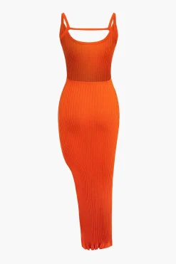 MICAS Maxi Dresses-Slit Backless Tank Maxi Dress