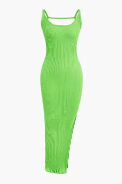 MICAS Maxi Dresses-Slit Backless Tank Maxi Dress