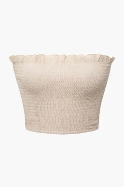 MICAS Pant Sets-Smocked Tube Top And Side Button Pants Set KHAKI