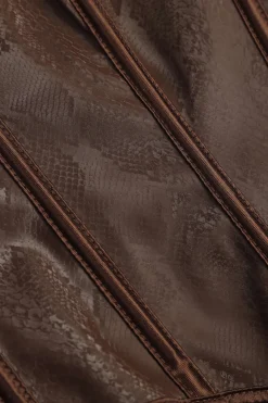 MICAS Tank Tops & Cami-Snake Skin Faux Leather Tie-Up Cami Top BROWN