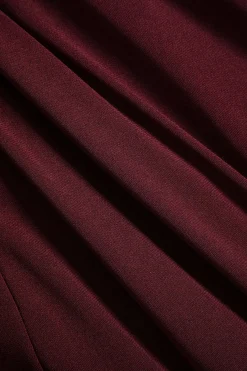 MICAS Midi Dresses-Solid Appliques Ruched Slip Midi Dress BURGUNDY