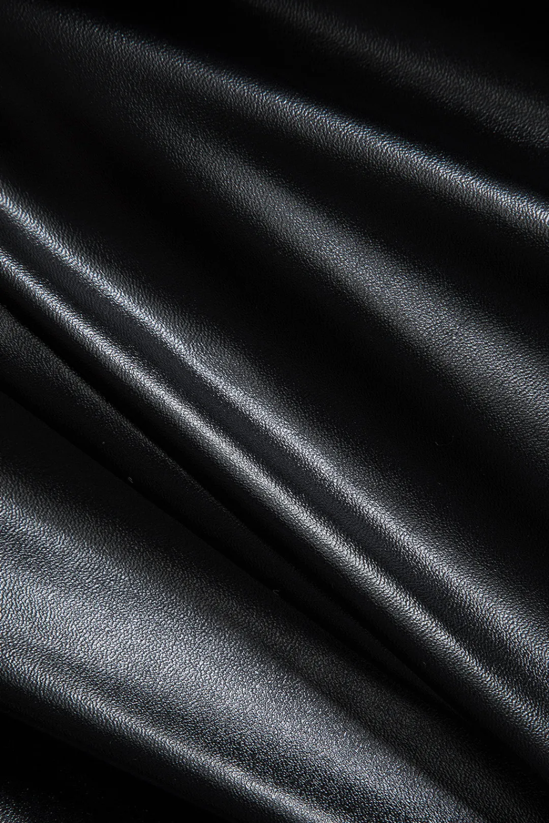 MICAS Long Sleeve Tops|Long Sleeves Tops-Solid Asymmetrical Faux Leather Patchwork Pocket Long-Sleeve Shirt Contrast Color