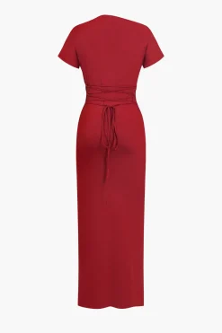MICAS Maxi Dresses-Solid Asymmetrical Knot Maxi Dress