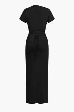 MICAS Maxi Dresses-Solid Asymmetrical Knot Maxi Dress