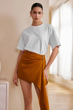 MICAS Skirts-Solid Asymmetrical Mini Skirt GINGER