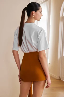 MICAS Skirts-Solid Asymmetrical Mini Skirt GINGER