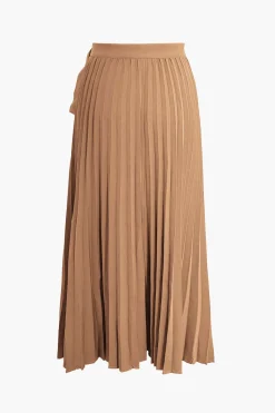 MICAS Skirts-Solid Asymmetrical Pleated Skirt