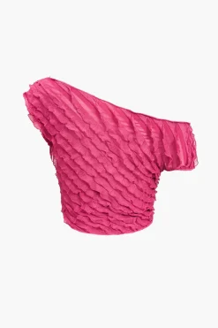 MICAS Skirt Sets-Solid Asymmetrical Ruffle Skirt Set RASPBERRY