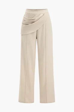MICAS Pants-Solid Asymmetrical Trousers