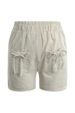 MICAS Short Sets-Solid Backless Bow Knotted Short Set KHAKI