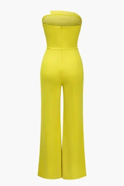 MICAS Jumpsuits & Rompers-Solid Button Asymmetrical Jumpsuit