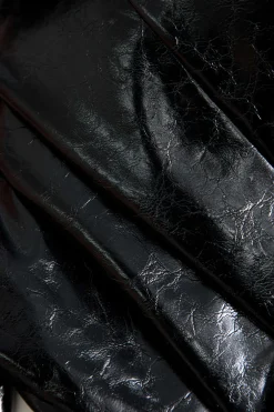 MICAS Outerwear|Outerwear-Solid Button Faux Leather Jacket BLACK