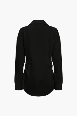 MICAS Long Sleeve Tops|Long Sleeves Tops-Solid Button Long-Sleeve Shirt