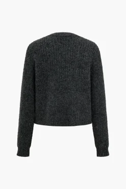 MICAS Outerwear|Outerwear-Solid Button Sweater Cardigan DARK GRAY