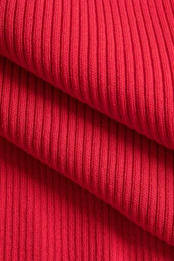 MICAS Knit Dresses-Solid Chain Pocket Knit Mini Dress RED