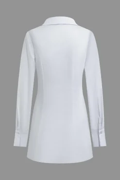 MICAS Long Sleeve Dresses|Mini Dresses-Solid Corset Long Sleeve Mini Dress WHITE