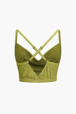 MICAS Skirt Sets-Solid Cowl Neck Top And Fringe Ruched Skirt Set LIME