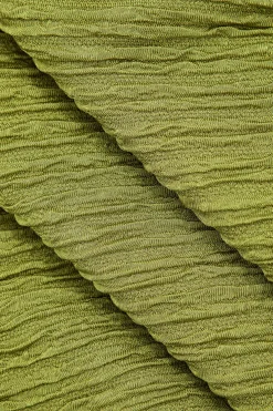 MICAS Skirt Sets-Solid Cowl Neck Top And Fringe Ruched Skirt Set LIME