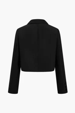 MICAS Blazers|Outerwear-Solid Crop Button Blazer