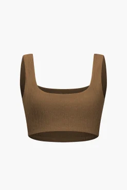 MICAS Skirt Sets|Vacation Sets-Solid Crop Tank Top And Slit Twist Knot Skirt Set