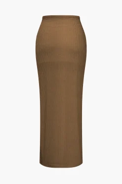 MICAS Skirt Sets|Vacation Sets-Solid Crop Tank Top And Slit Twist Knot Skirt Set