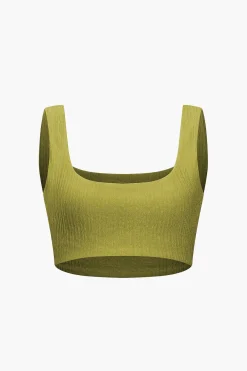 MICAS Skirt Sets|Vacation Sets-Solid Crop Tank Top And Slit Twist Knot Skirt Set