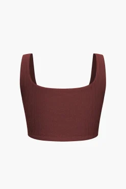 MICAS Skirt Sets|Vacation Sets-Solid Crop Tank Top And Slit Twist Knot Skirt Set