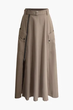 MICAS Skirt Sets-Solid Crop Tank Top And Zipper Pocket Pleated Skirt Set