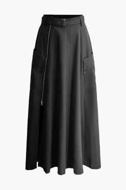 MICAS Skirt Sets-Solid Crop Tank Top And Zipper Pocket Pleated Skirt Set