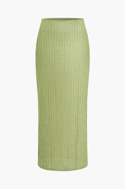 MICAS Skirt Sets-Solid Crossed Backless Top And Skirt Set LIGHT GREEN