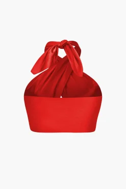 MICAS Pant Sets|Vacation Sets-Solid Crossed Backless Top And Wide Leg Trousers Set GREEN