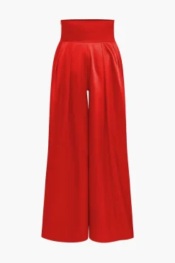 MICAS Pant Sets|Vacation Sets-Solid Crossed Backless Top And Wide Leg Trousers Set GREEN