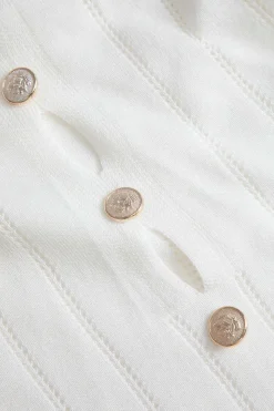 MICAS Skirt Sets-Solid Cut Out Button Skirt Set WHITE