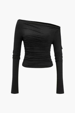 MICAS Long Sleeve Tops|Long Sleeves Tops-Solid Cut Out Twist Knot Long-Sleeve Top