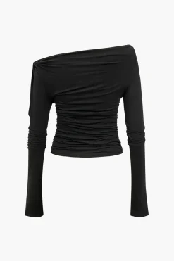 MICAS Long Sleeve Tops|Long Sleeves Tops-Solid Cut Out Twist Knot Long-Sleeve Top