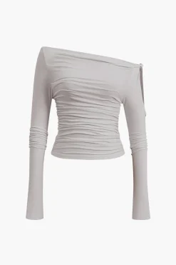 MICAS Long Sleeve Tops|Long Sleeves Tops-Solid Cut Out Twist Knot Long-Sleeve Top