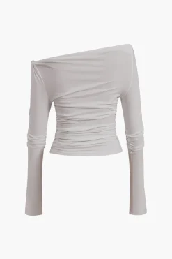 MICAS Long Sleeve Tops|Long Sleeves Tops-Solid Cut Out Twist Knot Long-Sleeve Top