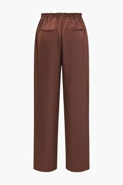 MICAS Pants-Solid Drawstring Trousers BROWN