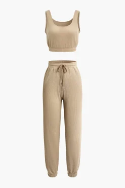 MICAS Pant Sets-Solid Drawstring Trousers Sets
