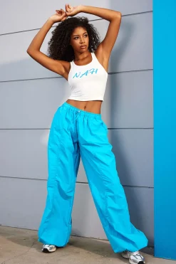 MICAS Pants-Solid Drawstring Trousers BLUE