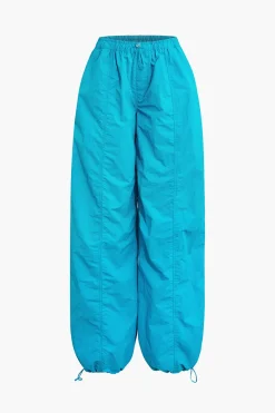 MICAS Pants-Solid Drawstring Trousers BLUE