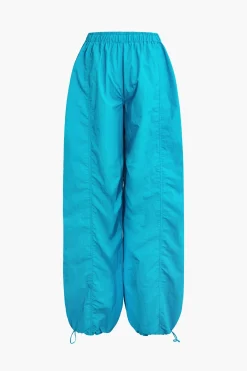 MICAS Pants-Solid Drawstring Trousers BLUE