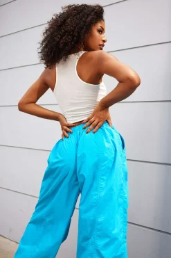 MICAS Pants-Solid Drawstring Trousers BLUE